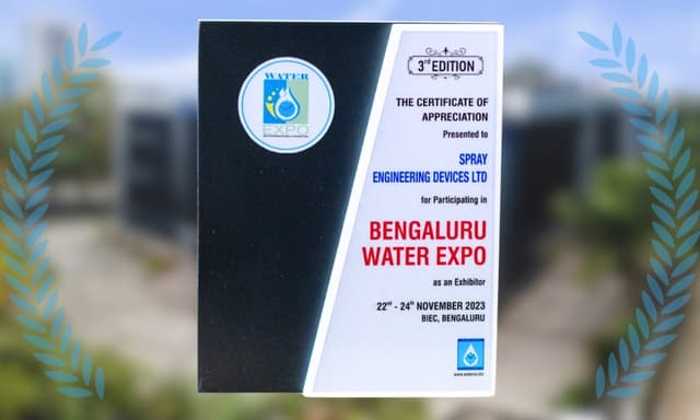 Certificate of Appreciation: Bengaluru Water Expo