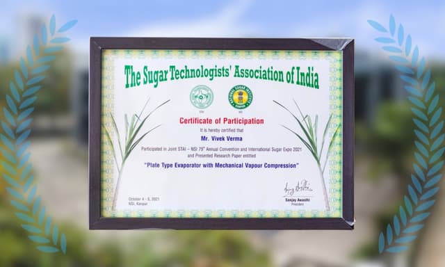 Certificate of Participation: STAI - NSI Sugar Expo